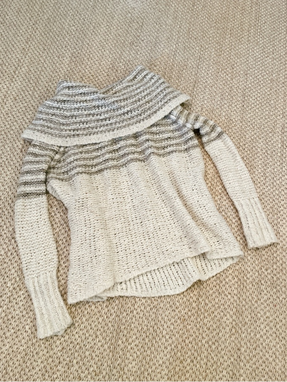 Free People Sweater Engineer Striped Small Cowl Neck Oversized Chunky Knit small